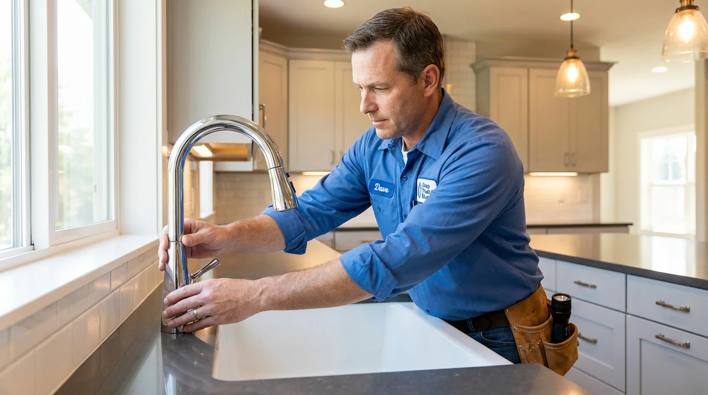 Kitchen faucet installation by Johns Plumbing LLC in Johnston